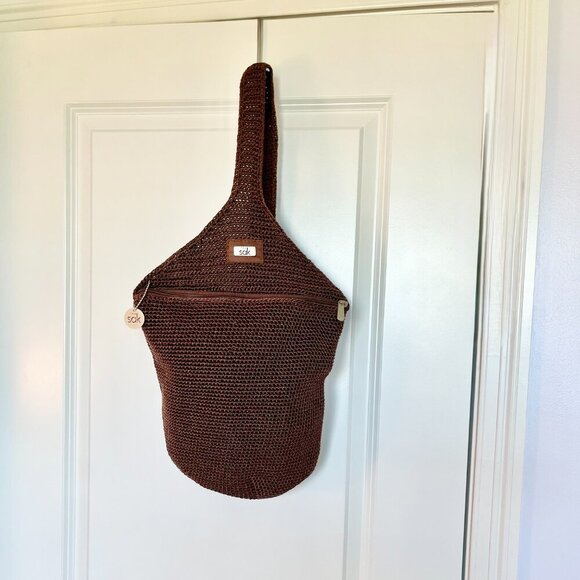 The Sak Brown Crochet Crossbody Sling Bag - Picture 2 of 13